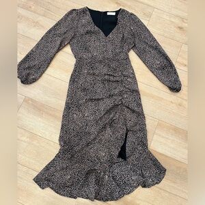 All in Favor Black and Pink Floral Long Sleeve Dress